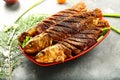 Indian cuisine ,fried fish with exotic spices Royalty Free Stock Photo