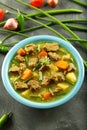 Delicious mutton lamb meat stew,top view Royalty Free Stock Photo