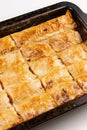 Homemade delicious pumpking pie in the baking tray Royalty Free Stock Photo