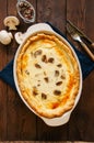 Homemade delicious quiche with mushrooms and cheese Royalty Free Stock Photo