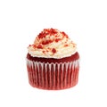 Homemade, delicious Red Velvet cupcake, isolated on white background Royalty Free Stock Photo