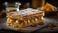 Homemade dessert stack fruit waffle with caramel generated by AI