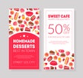 Homemade Desserts Best Best in Town Sweets Cafe Sale Banner or Card Template, Bakery, Confectionery, Shop Design Element