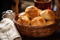 homemade dinner rolls in a wicker basket Royalty Free Stock Photo