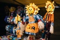 Homemade dolls at Shrovetide. traditional Straw effigy, for the traditional Slavic holiday. stuffed with the head of the sun