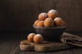 Homemade Donut Holes fried in oil until golden brown and sprinkled with sugar. Royalty Free Stock Photo