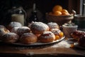 Homemade donuts with powdered sugar, Hanukkah 1