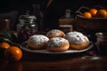 Homemade donuts with powdered sugar, Hanukkah 2