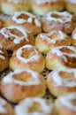 homemade donuts with some bittersweet icying just came out of the oven