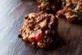 Homemade Dried Fruit Cookies with Red Raisin, Fig, Nuts and Date. No Flour. Gluten Free Royalty Free Stock Photo