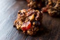 Homemade Dried Fruit Cookies with Red Raisin, Fig, Nuts and Date. No Flour. Gluten Free Royalty Free Stock Photo