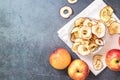 Dried organic apple slice chips top view Royalty Free Stock Photo