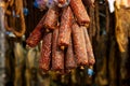 Homemade dry salami - traditional meat products Royalty Free Stock Photo