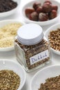 Homemade dukkah in a jar, egyptian condiment