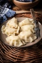 Homemade dumplings with cheese