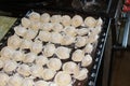 Homemade dumplings molded by hand meat in dough