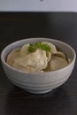 Homemade dumplings, Russian dumplings. dumplings, ravioli. on a wooden table