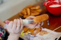 Homemade eclairs. Preparation of eclairs in the home kitchen.