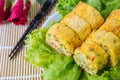 homemade egg rolls, vegetarian food Royalty Free Stock Photo