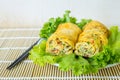 homemade egg rolls, vegetarian food Royalty Free Stock Photo