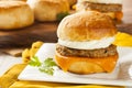 Homemade Egg Sandwich with Sausage and Cheese Royalty Free Stock Photo