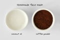 Homemade face mask made out of coconut oil and coffee powder