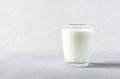 Homemade fermented beverage in a glass - kefir, cottage cheese, on a white background. Sour milk drink, yeast for yeast