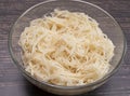 Homemade Fermented Celeriac Salad In Glass Bowl. Preserved Vegetable On Table. Superfood Royalty Free Stock Photo