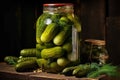 Homemade fermented pickled cucumbers in a jar Royalty Free Stock Photo