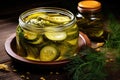 Homemade fermented pickled cucumbers in a jar Royalty Free Stock Photo