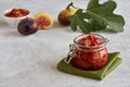 Homemade fig jam in a glass jar Royalty Free Stock Photo