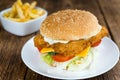 Homemade Fish Burger Royalty Free Stock Photo