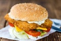 Homemade Fish Burger Royalty Free Stock Photo