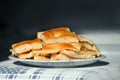Homemade Foccacia - Italian bread on the table in plate Royalty Free Stock Photo