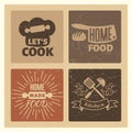 Homemade food and bakery vintage grunge badge set