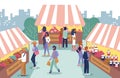 Homemade Food Fair and People Characters Cartoon