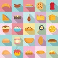 Homemade food icons set, flat style