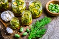 Homemade food: Pickled cucamelons (pickled cucumbers, pickled gherkins), grown in a organic kitchen