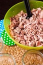 Homemade foreshank meat food in jars. Royalty Free Stock Photo