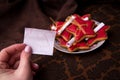 Homemade fortune gingerbread with predictions. Handmade sweets o Royalty Free Stock Photo