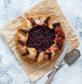 Berry pie free form Galette with cranberries. Royalty Free Stock Photo