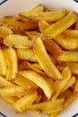 Homemade French Fries on a Plate, top view. Flat lay, overhead, from above. Close-up Royalty Free Stock Photo