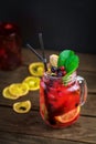 Homemade fresh berry lemonade on black Royalty Free Stock Photo