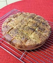 Homemade fresh bread on a metal grill Royalty Free Stock Photo