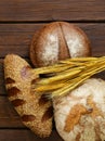 Homemade fresh bread (rye, sesame, white) Royalty Free Stock Photo