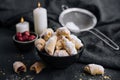 Homemade fresh cookies dusted powdered sugar