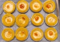 home made fresh egg tarts just came out from an oven