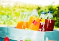 Homemade fresh fruit juice for a summer picnic