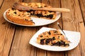 Homemade fresh lattice pie with whole wild blueberries Royalty Free Stock Photo