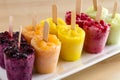 Homemade Fresh Pureed Fruit Frozen Popsicles Royalty Free Stock Photo